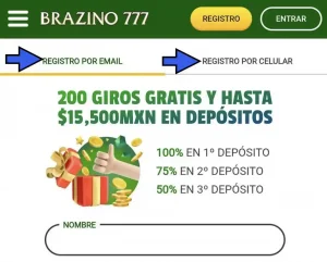 Brazino777 casino registro por email o celular
